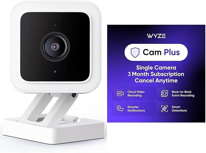WyzeCam Cam V3 with 3-Months Cam Plus Cloud Storage Indoor Outdoor Plug-in Smart Security Camera, AI Motion Detection, WiFi Home Surveillance Camera, IR Color Night Vision, Siren Alarm, 2-Way Talk - Product Image