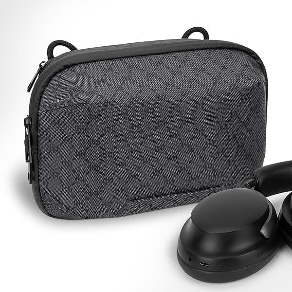 Geekria Elite Headphones Pouch Compatible with Bose QC Ultra, JBL Tour ONE M3, Sony WH-1000XM6 and More, Soft Shell Replacement Protective Travel Carrying Bag with Cable Storage (Dark Grey) - Product Image