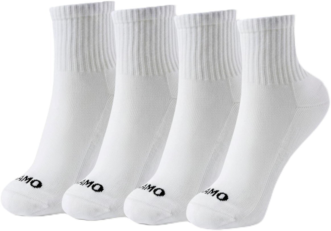 Kamo Fitness Daily 4-Pack – Women's Ankle Socks, Athletic Half Crew, Cotton Mid-Calf, Cushioned Sole, Seamless Toe, Size 5-9 - Product Image