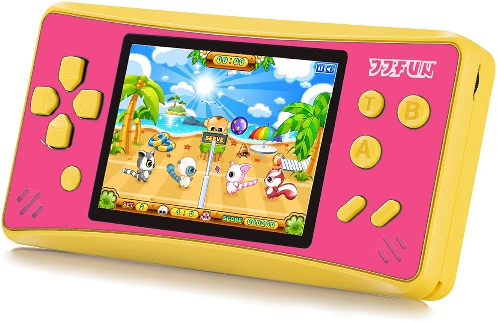 JJFUN Portable Game Console for Kids – 3.2" Screen, 168 Built-in Classic Games, Plug & Play on TV, Rechargeable, Ideal Gift for Boys & Girls, Great for Travel, Holidays & Birthdays - Product Image