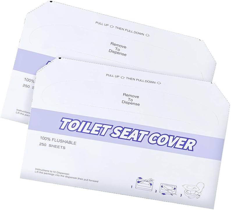 KISEER 2 Pack (500 Pieces) Disposable Toilet Seat Covers Flushable Paper Toilet Seat Cover for Bathroom, Hotels, Travel, Kids or Adults - Product Image