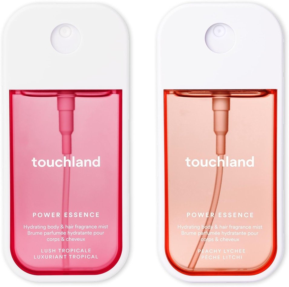 Touchland Power Essence Hydrating Body & Hair Fragrance, ISLAND BLOOM DUO (Lush Tropicale + Peachy Lychee), 2 FL. OZ. Travel Size Body Mist (Set of 2) - Product Image