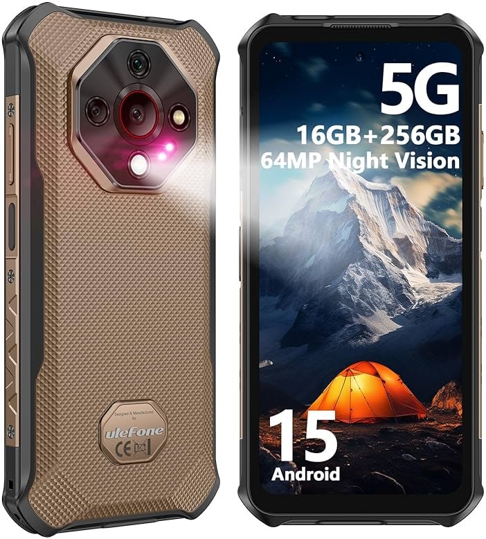 Ulefone Armor X16 Pro 5G Rugged Smartphone, 16GB+256GB MTK Dimensity 6300 Android 15, 64MP+25MP Main Camera, 10360mAh, 6.56" 120Hz Corning Gorilla Screen, IP68/69K Waterproof, Widevine L1 - Sand Dune - Product Image