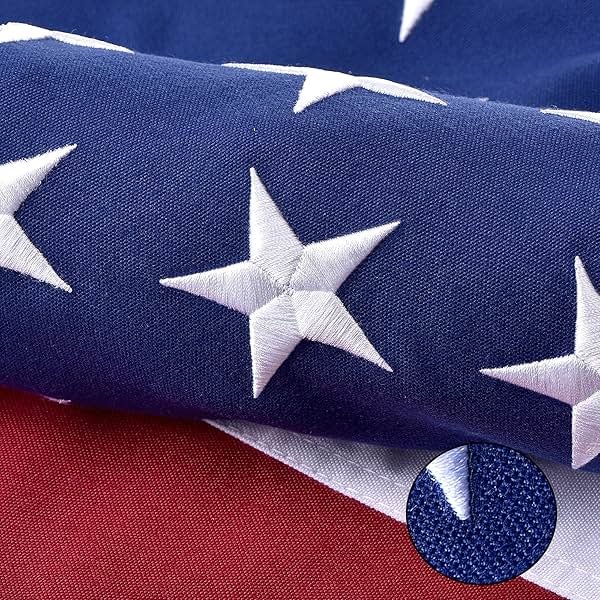 American Flag for Outside 4x6 FT, Deluxe Heavy Duty Spun Polyster, TearProof and Waterproof Super Tough Series, All Weather High Wind USA US Flag with Embroidered Stars, Sewn Stripes, Brass Grommets - Product Image