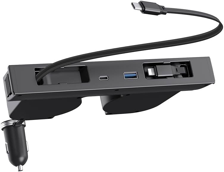 Retractable Center Console USB Hub for Tesla Model 3 Highland/Model Y Juniper, THELIFELICIOUS Model 3 Accessories Car Phone Charger, Fast Charging Docking Station - Product Image