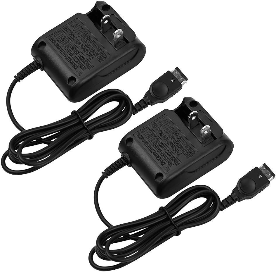 Charger for Gameboy Advance SP, Wall Travel Charger Power Cord for Nintendo DS and Game Boy Advance GBA SP Consoles, 5.2V 450mA, 2 Packs - Product Image