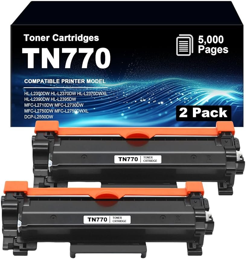 VAMTAY Remanufactured 2 Pack TN770 Toner Cartridges Replacement for TN 770 TN760 TN 760 High Yield MFC-L2710DW MFC-L2750DW XL HL-L2350DW HL-L2395DW DCP-L2550DW Printer - Product Image