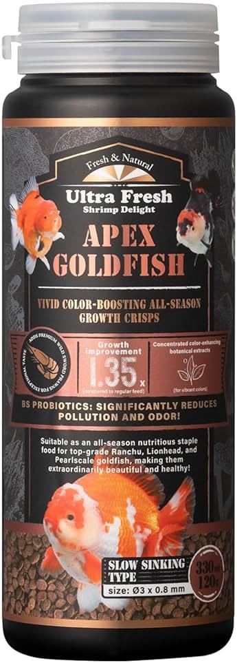 Ultra Fresh Apex Goldfish Color Boosting Crisps, Color Boosting Premium All Natural Ingredients Goldfish Fish Food, Slow Sinking, 4.23 oz - Product Image