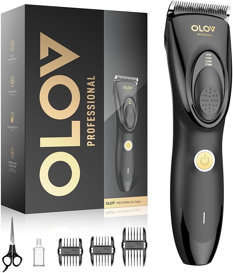 OLOV Professional Hair Clippers for Men, Cordless Hair Clipper Kit, Rechargeable Hair Clippers for Family, Black - Product Image