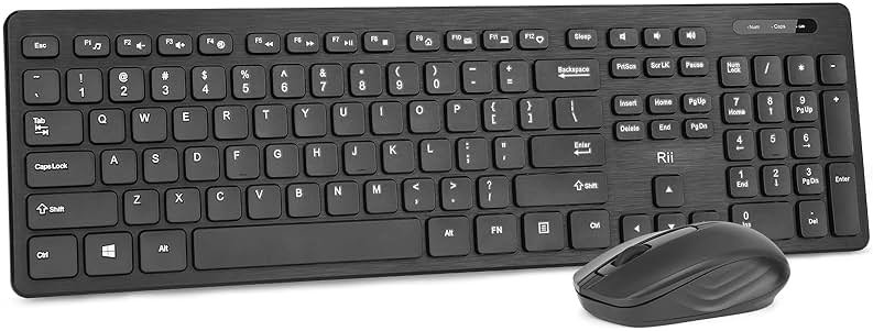 Wireless Keyboard and Mouse Combo - Rii Standard Office PC Keyboard and Optical Wireless Mice (Black) - Product Image