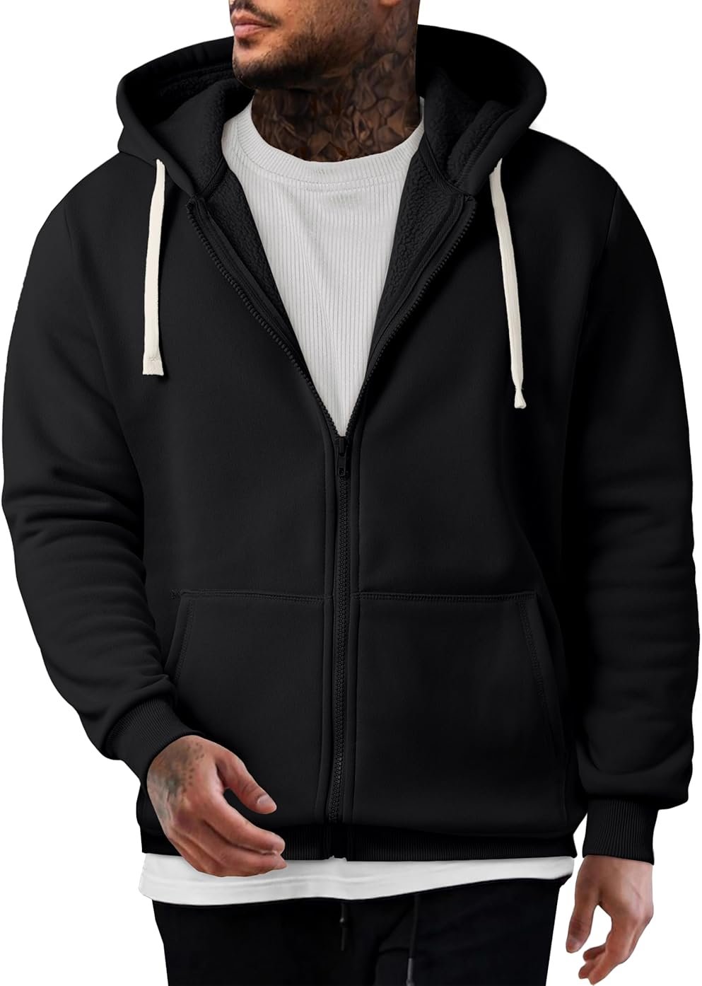 JMIERR Mens Full Zip Hooded Fleece Drawstring Hoodies Pullover Sweatshirts Casual Long Sleeve Shirts - Product Image