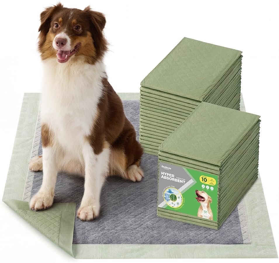 Bedsure Dog Pee Pads Extra Large, 28" x 34" Puppy Pads 52 Count, Super Absorbent & Leak Proof, XL Training Pads Quick Dry Disposable Potty Pad with Odor-Control Activated Carbon & ECO Green Material - Product Image