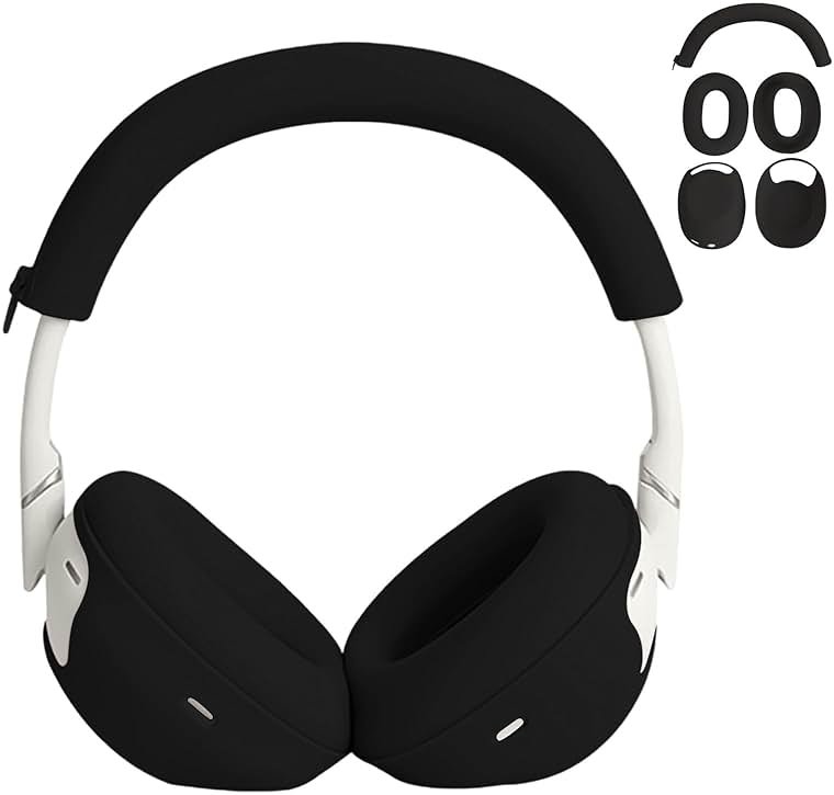 Adhiper 3-in-1 Silicone Sweat Case Cover for Sony WH-1000XM6 Headphones, XM6 Covers Accessories Silicone Ear Pads Covers & Headband Cover & Ear Cups Protector, Washable & Sweatproof - Black - Product Image