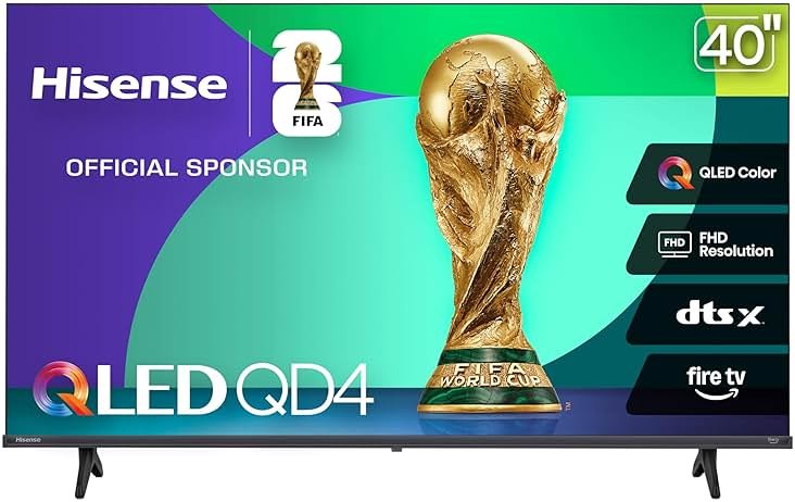 Hisense 40-Inch Class QD4 Series Hi-QLED FHD Smart Fire TV (40QD4QF) - Quantum Dot Color, DTS Virtual: X, Alexa Built in, Slim Bezel Design - Product Image