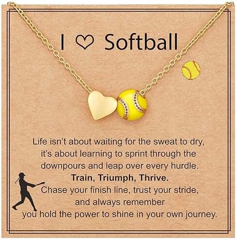 ESPVO Softball/Soccer/Volleyball/Basketball Necklace for Girls Women, Sports Accessories Jewelry Gift for Lovers 16+3 Inches - Product Image
