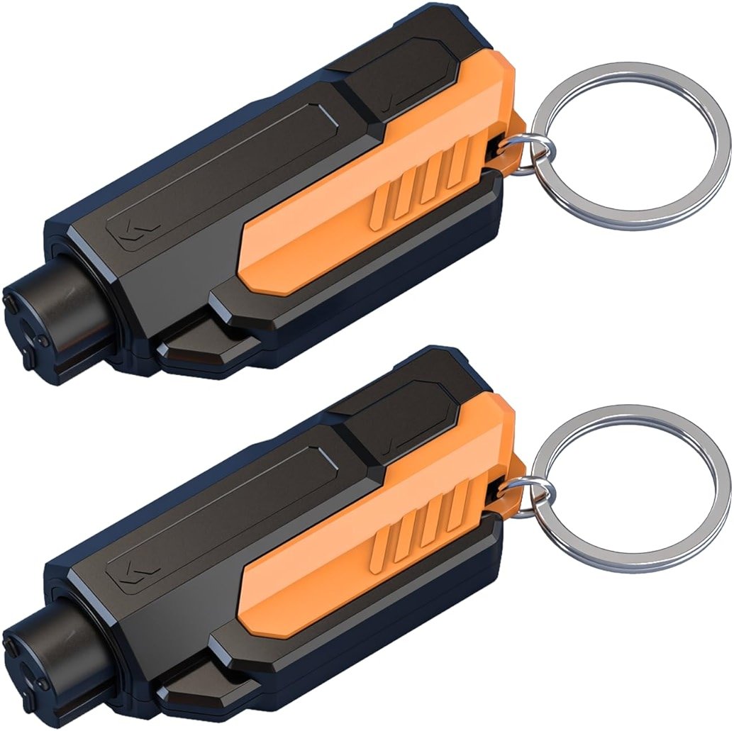 SINSEN Window Breaker Seatbelt Cutter, Car Safety Hammer Escape Tool for Visor Clip, Portable Escape Kit, 2 Pack - Product Image
