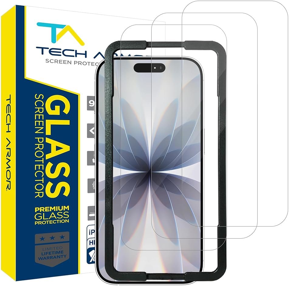 Tech Armor for iPhone 17 Screen Protector Glass 6.3 inch - Ballistic Tempered, Case Friendly, Sensor Protection, HD, 9H Hardness, 3 Pack - Product Image