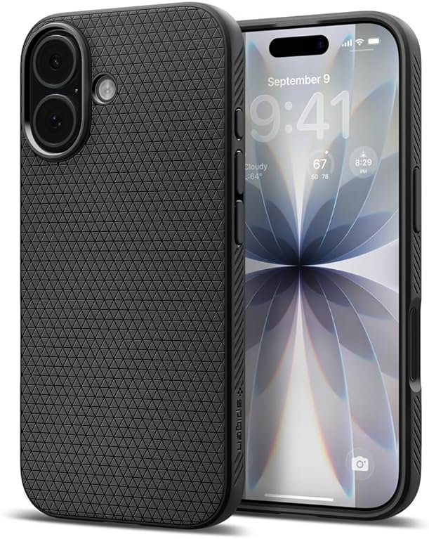 Spigen for iPhone 17 Case, Liquid Air [TPU Covered Camera Control] [No Magnet Ring] [Military-Grade Protection] - Matte Black - Product Image