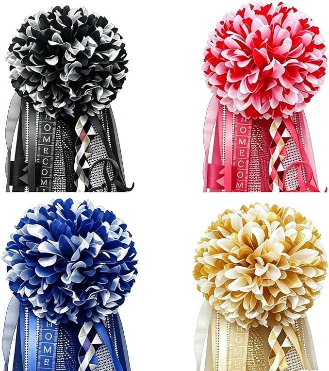 4 Pcs Homecoming Mum Flower 6.7 Inches Artificial Silk Mums Chrysanthemums Homecoming Supplies DIY Crafts for Back to School Homecomings Week Party Decorations - Product Image