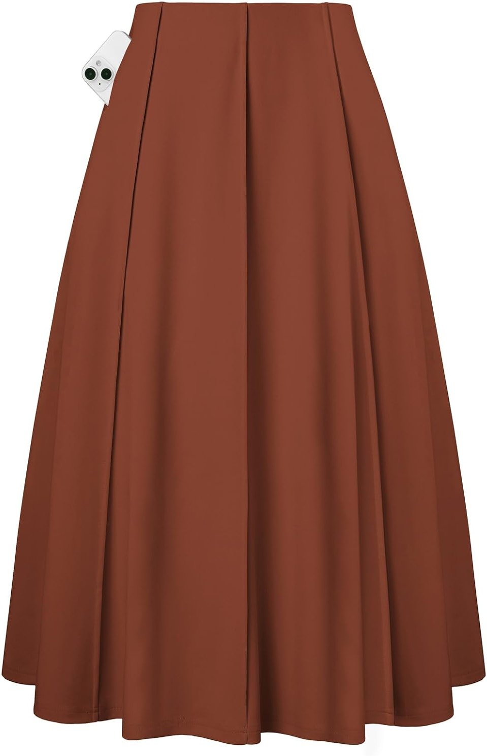 Kate Kasin Women's Pleated Midi Skirt 2026 Fall High Waisted Knee Length Flowy A Line Swing Casual Flared Skirts with Pockets - Product Image