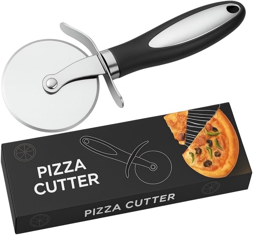 Premium Stainless Steel Pizza Cutter Wheel with Ergonomic Handle – Sharp Blade for Effortless Slicing of Pizza, Dough, Pie, and More – Dishwasher Safe - Product Image