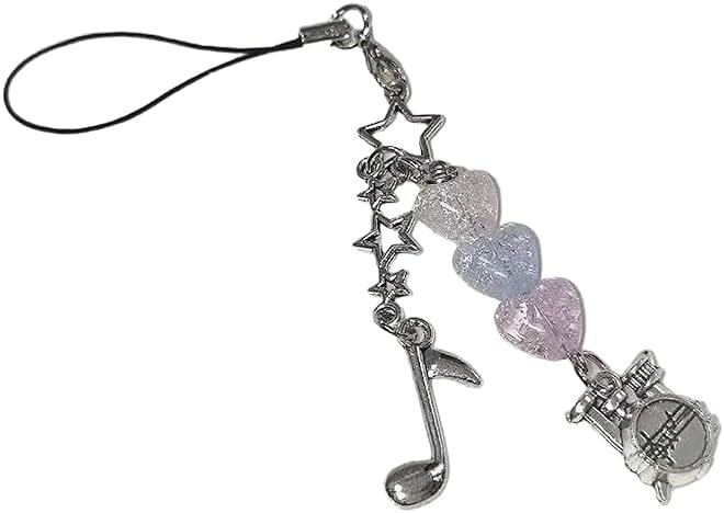 Misright Drum Set Note Beaded Phone Charm Colorful Heart Pendant Keyring For Music Lovers Accessory For Smartphones And Bags - Product Image