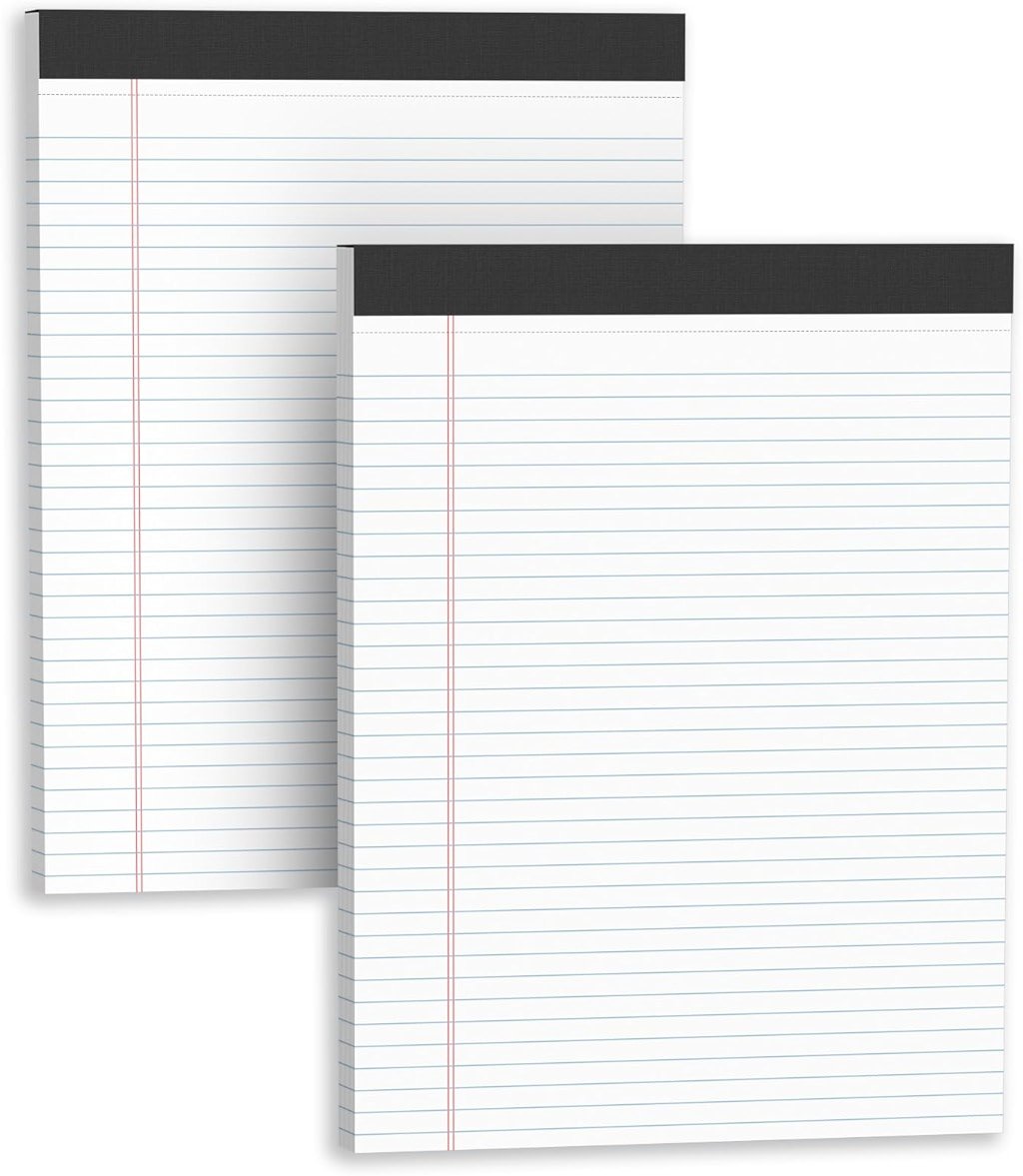 Legal Pads 8.5 X11, Narrow Ruled Notepads, 2 Pack, 50 Sheet/Pad, White Legal Pads, Tear Off Notepad, Perforated Writing Pad, Notebook Paper College Ruled, Notepads for Office Home School, Notepad - Product Image