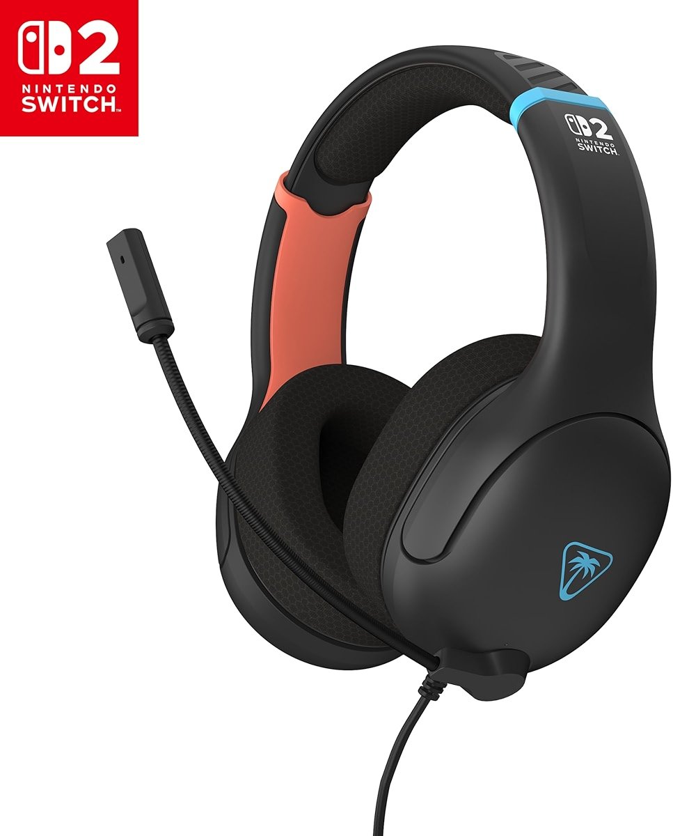 Turtle Beach Airlite Fit Wired Gaming Headset – Officially Licensed for Nintendo Switch 2, Nintendo Switch, Durable, Lightweight, Charcoal Blue/Red - Product Image