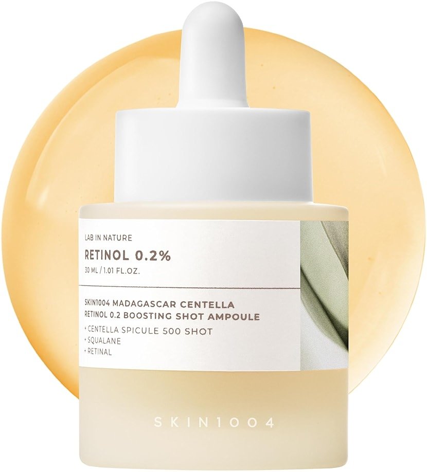 SKIN1004 Retinol 0.2% Boosting Shot Ampoule, Face Serum for Skin Elasticity, Facial Spicule Serum with Retinol & Retinal, Centella Ampoule for Fine Lines & Firmness, Korean Skin Care, 1.01fl.oz / 30ml - Product Image