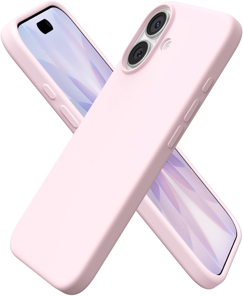 ORNARTO Compatible with iPhone 17 Case 6.3, Slim Liquid Silicone 3 Layers Full Covered Soft Gel Rubber Phone Case Protective Cover 6.3 Inch, Chalk Pink - Product Image