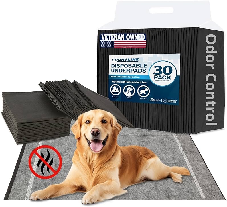 Charcoal Infused Pee Pads for Dogs and Cats, 30 Count, XL, 28"x34" | 6 Layer, Odor Control, Training Underpads, For Dogs, Cats, and Pets, Floor and Furniture Protectors - Product Image