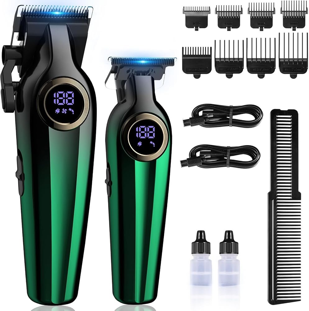 BILLAR Professional Hair Clipper for Men Hair Cutting Kit Men's Beard Trimmer Hair Trimmer Shaver Cordless Barber Clippers and Trimmers（Green） - Product Image