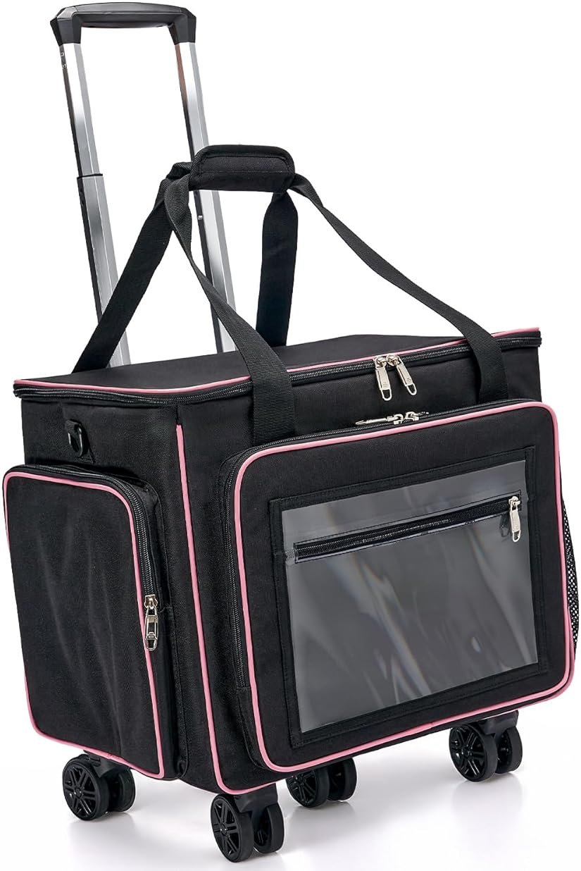 Amythe Rolling Teacher Tote Bag with Wheels, Laptop Briefcase for Women, 15.6" Laptop Compartment, Black - Product Image