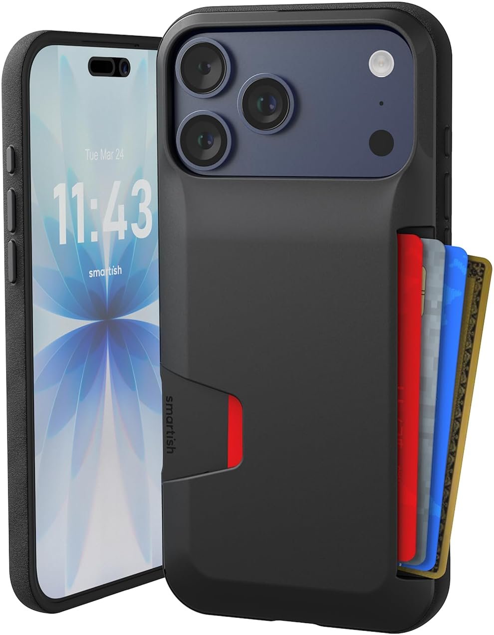 Smartish® iPhone 17 Pro Max Wallet Case - Wallet Slayer Vol. 1 [Slim + Protective] Credit Card Holder - Drop Tested Hidden Credit Card Slot Cover for Apple iPhone 17 Pro Max - Black Tie Affair - Product Image
