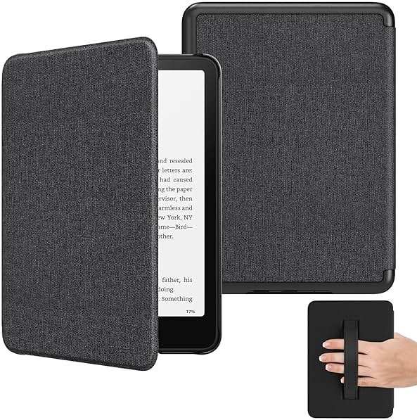 MoKo Case for All-New 7" Kindle Paperwhite(12th Gen 2024) and Kindle Colorsoft Signature Edition 2024, Lightweight Shell Cover with Hand Strap Auto Wake/Sleep for Kindle Paperwhite 2024, Denim Black - Product Image