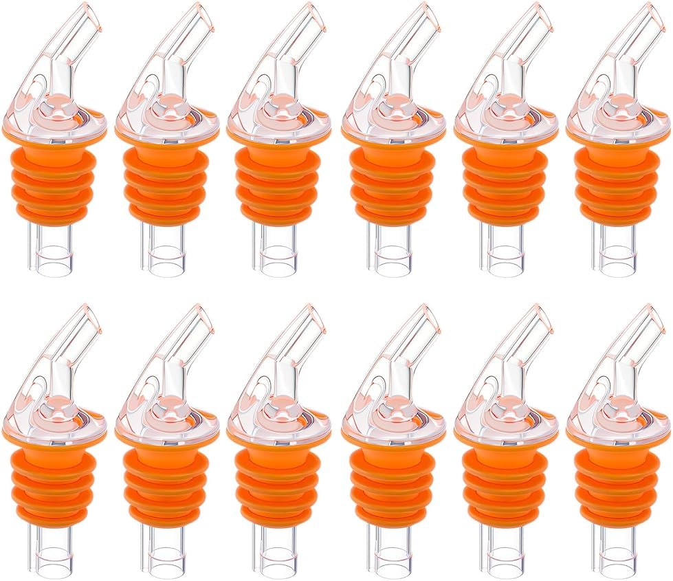 Quzzil 1 Dozen Pour Spout Large Amber Cork Pour Spout Bottle Speed Pourers Fits 750ml, 1l, 1.75l Bottles, for Liquors, Bartending Tool(Orange) - Product Image