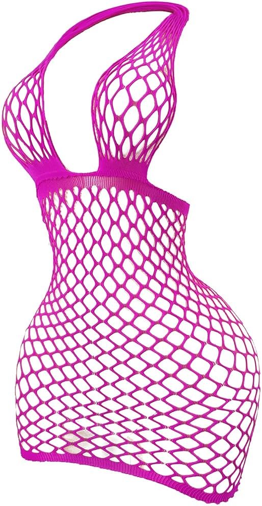 SweatyRocks Women's Fishnet Lingerie Dress Open Back Sleeveless Babydoll Lingerie - Product Image