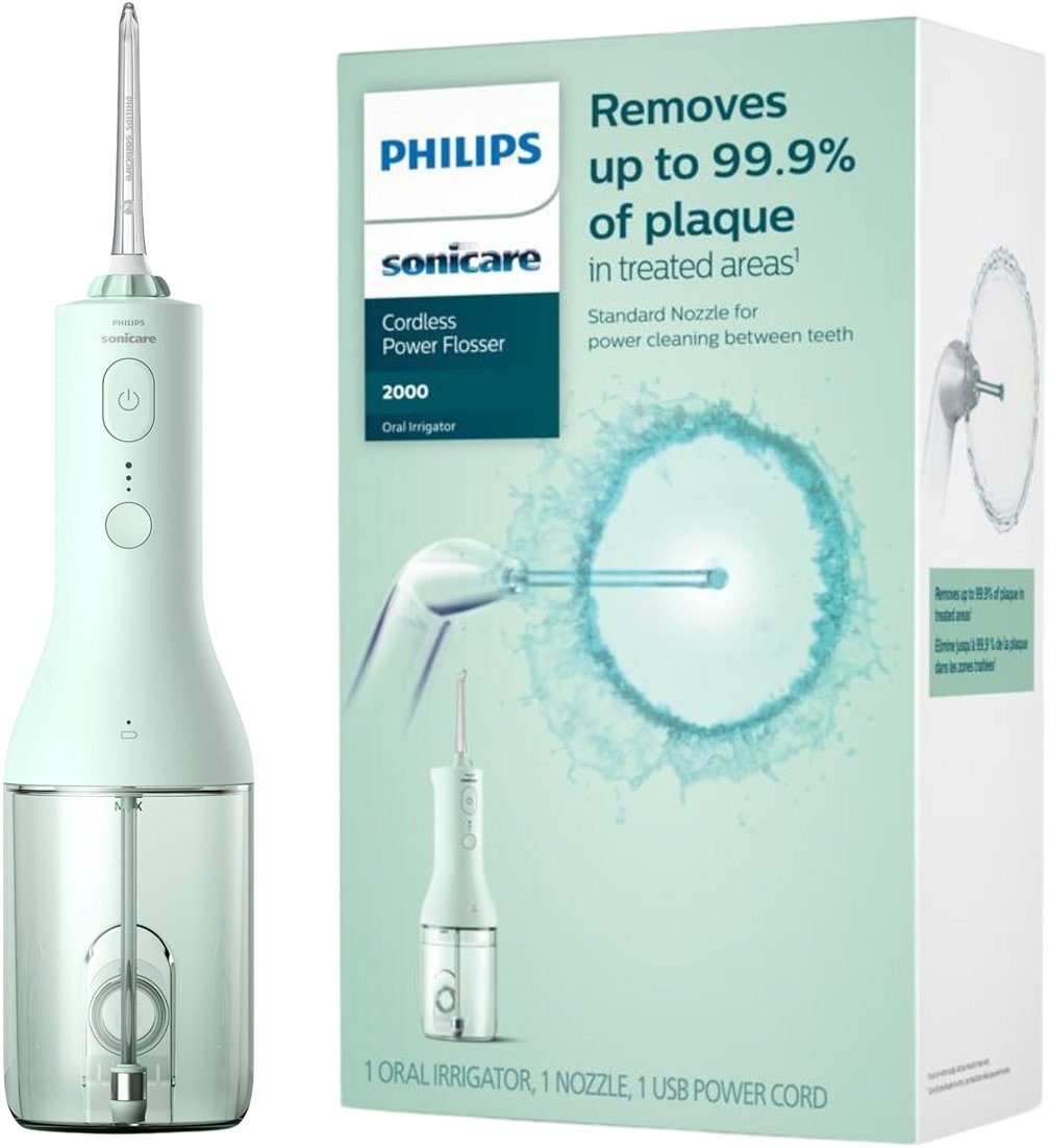 Philips Sonicare Water Flosser Cordless – Rechargeable Power Dental Waterflosser for Teeth, Portable Oral Irrigator with 3 Intensity Settings, 360° Rotating Nozzle – (Mint) - Product Image