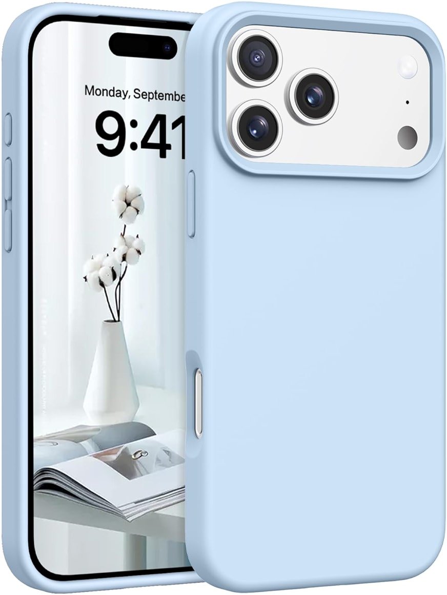 Telaso Case for iPhone 17 Pro Max, Liquid Silicone Soft Gel Rubber iPhone 17 Pro Max Phone Case Slim Thin Phone Case with Microfiber Lining Protective Phone Cases Cover for Men Women, Light Blue - Product Image