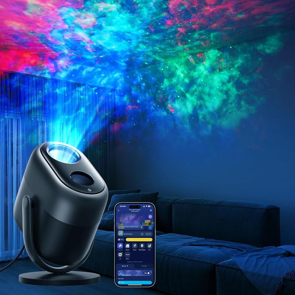 Govee Star Projector Lights, 7-Zone Colorful Nebula Effect, Compatible with Matter, 540ft² Coverage, LED Ceiling Lights for Bedroom, 50+ Scenes, 18 White Noise, Room Decor, Gifts for Kids, Sleep Lamp - Product Image