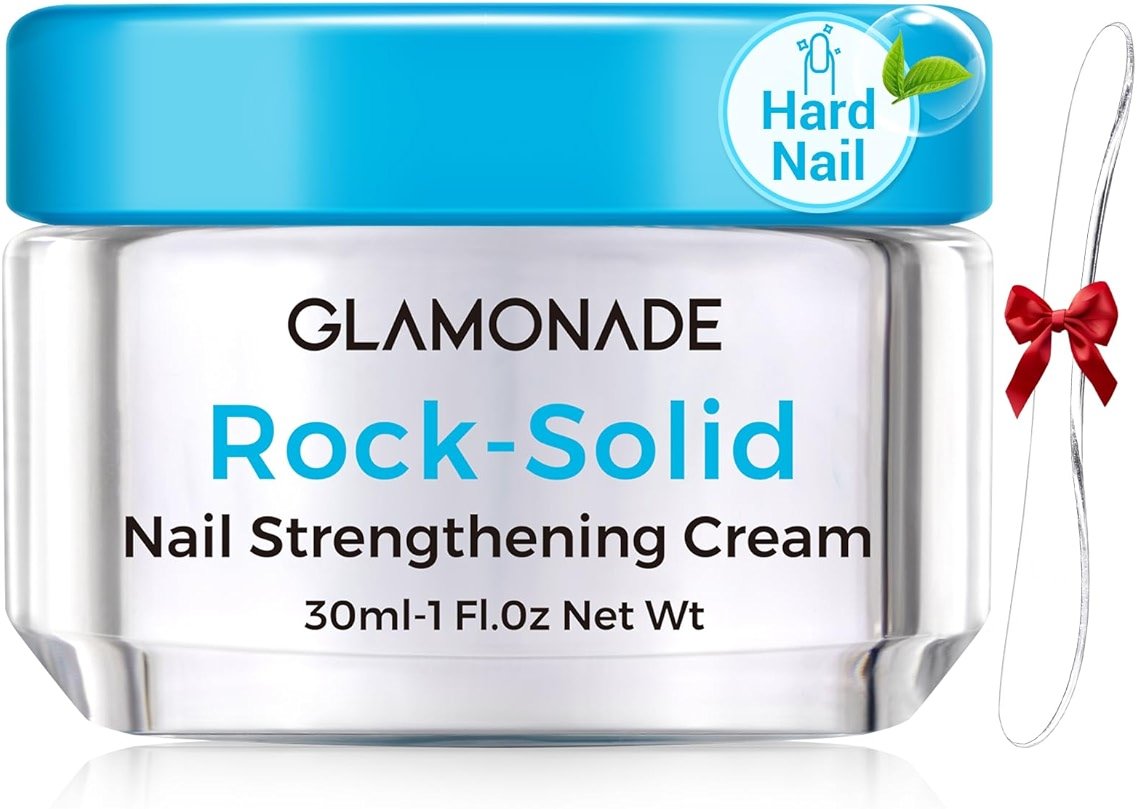 Glamonade Hard Nail Strengthening Cream: Nail strengthener and Cuticle Treatment To Repair Damaged Thin Nails and Dry Cracked Skin&Grow Nails, Plant-Based Scent, 1 oz,Essential Nail Care - Product Image