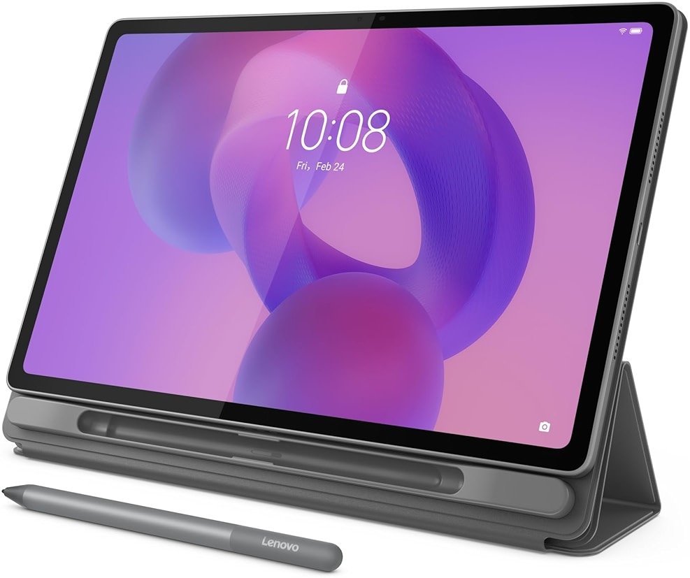 Lenovo Idea Tab Plus - Lightweight Tablet - 12.1″ 2.5K IPS Touchscreen Display - 90Hz - MediaTek Dimensity 6400-8GB Memory - 128GB Storage - Integrated Arm Mali-G57 MC2 - Lenovo Tab Pen & Folio Case - Product Image