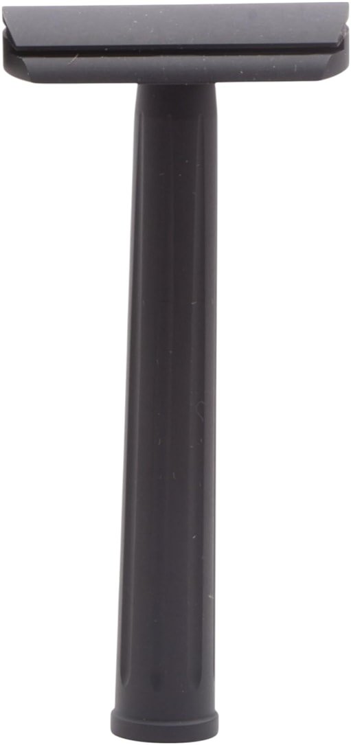 Rex Supply Co. Page Three Piece Double Edge Safety Razor – Jet Black Aluminum Finish, Lightweight CNC-Milled Razor for Men, Travel-Friendly Shaving Tool Compatible with All DE Blades - Product Image