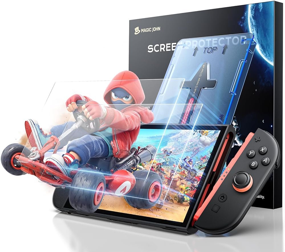 MAGIC JOHN 2 Pack for Nintendo Switch 2 Screen Protector 7.9'' [2025], 30s Installation, 9H Tempered glass, HD Clear, Auto-Dust Removal, Bubble Free, Compatible with Switch Console - Product Image