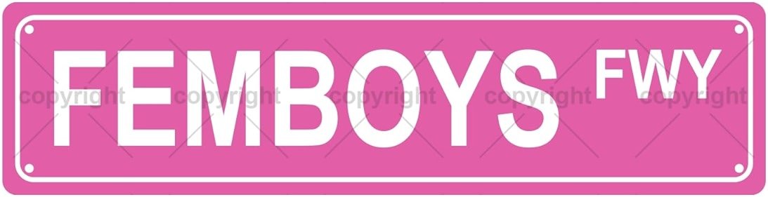 FEMBOYS FWY BOYS MEN Metal Tin Street Sign Bar Cafe Garage Cave Home Room Wall Bathroom Farmhouse Garden Porch Patio Decor, 16 x 4 Inch - Product Image