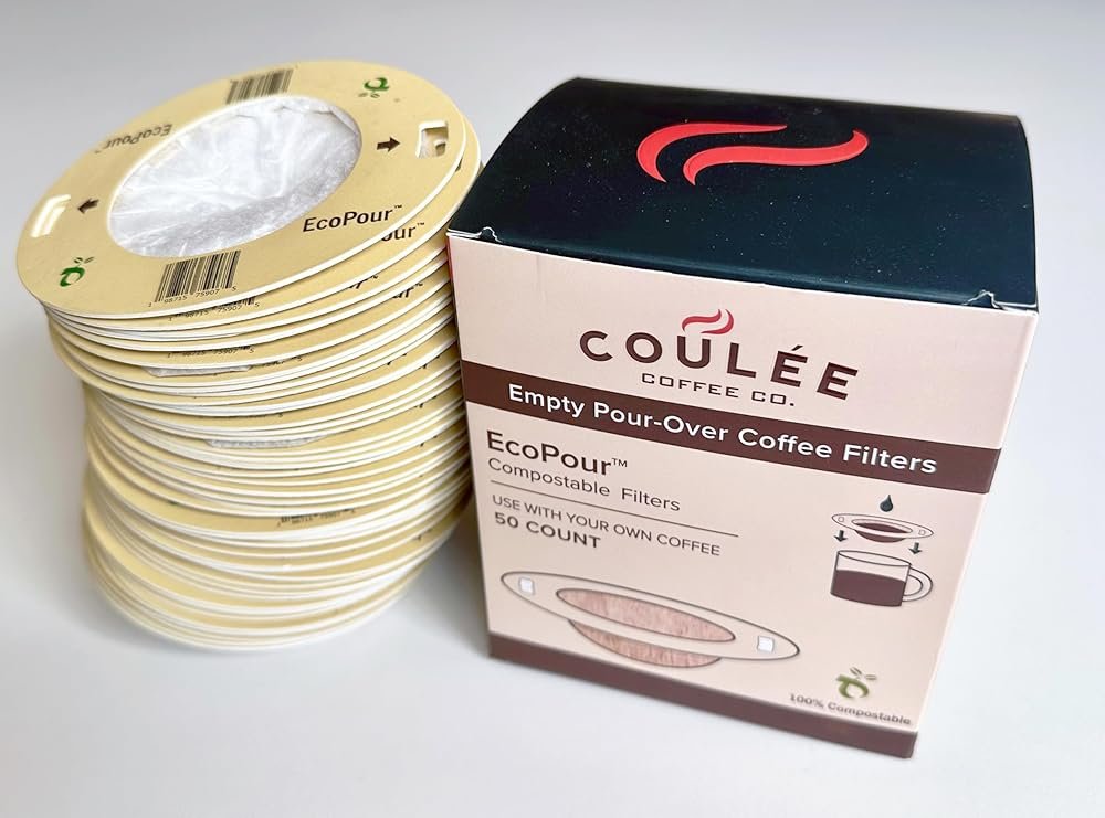 Coulée EcoPour Empty Coffee Filters, Compostable All Paper Single-Serve Pour Over Filters for Coffee or Tea, Portable & EcoFriendly, 50 Pack | camping-coffee-and-tea-pots - Product Image
