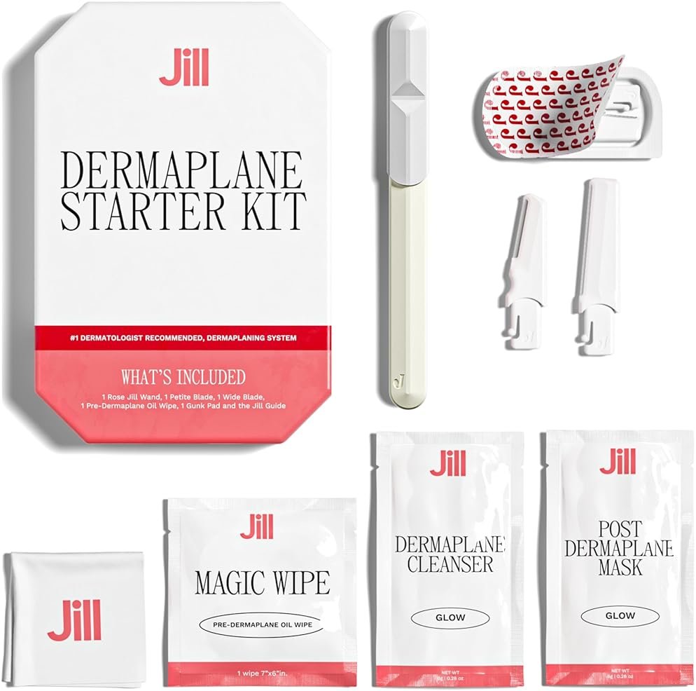 Jill Dermaplane Kit in Cream - Hair Identifying Spray NOT Included - Includes 1 Pre-Shave Cleanser Sachet & Oil Wipe, 1 Post-Shave Moisturizer, 2 Disposable Blades - Product Image