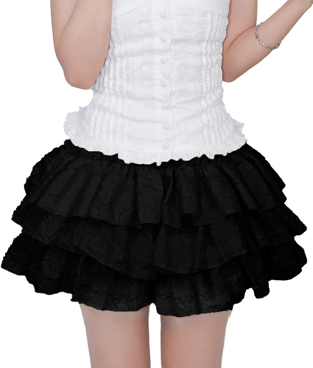 TSMNZMU Womens Ruffle Tiered Mini Skirt - Lolita Short Skirts with Shorts - Harajuku Clothes for Women - Product Image