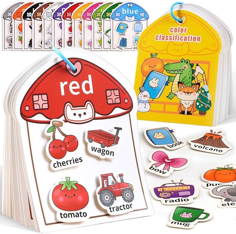MUONE Montessori Busy Book Color Sorting Toys for Toddlers 2-4, Educational Preschool Learning Activities for Kids, Sensory Fine Motor Matching Games for 3 Year Old Boys Girls Gifts - Product Image