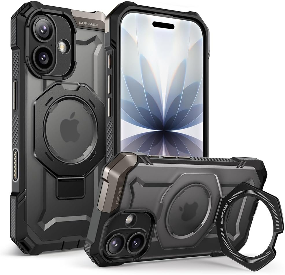 SUPCASE for iPhone 17 Case with Kickstand (Unicorn Beetle Grip), [Camera Control Cover] [Compatible with MagSafe] [Military-Grade Drop Protection] Heavy Duty Magnetic Phone Case, Black - Product Image
